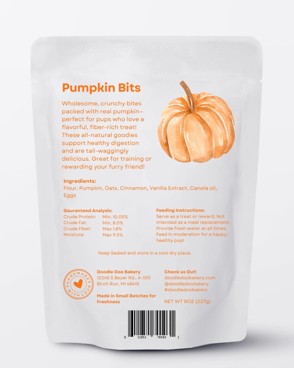 Homemade Dog Treats Pumpkin Bits Dog Biscuits 12lb, alternate view