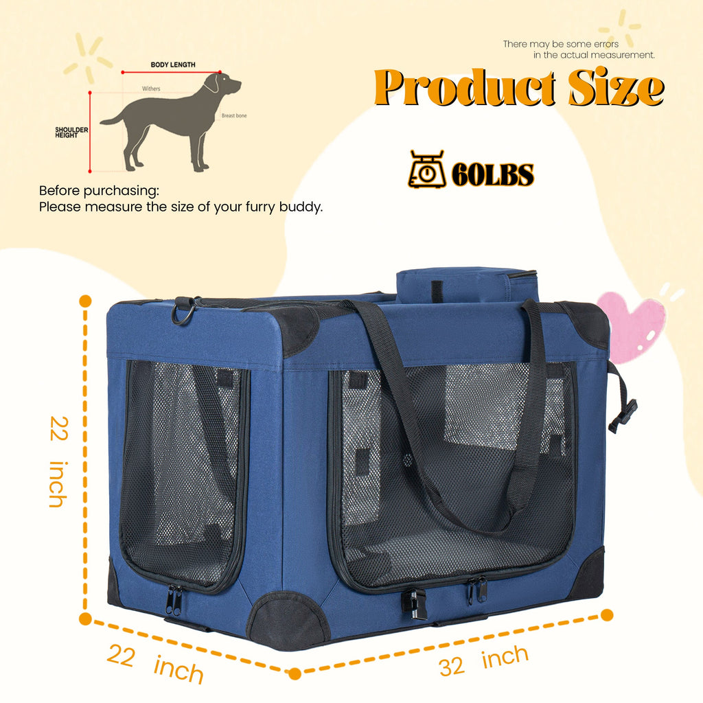 32 Inch Soft Dog Crate Kennel – Portable Folding Carrier – alternate view 7