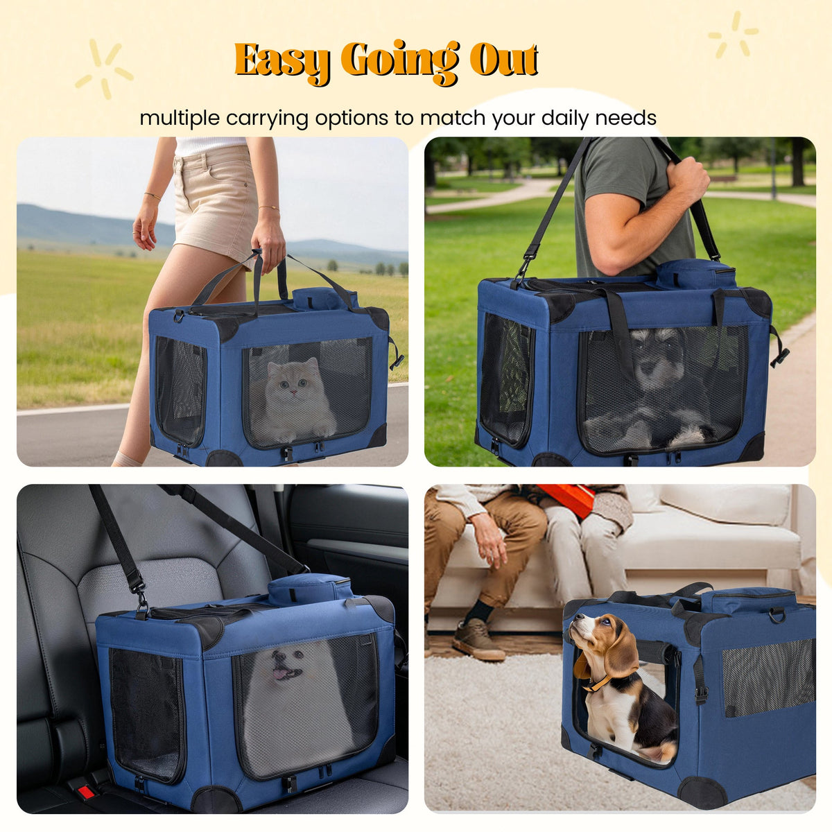 32 Inch Soft Dog Crate Kennel – Portable Folding Carrier – alternate view 3