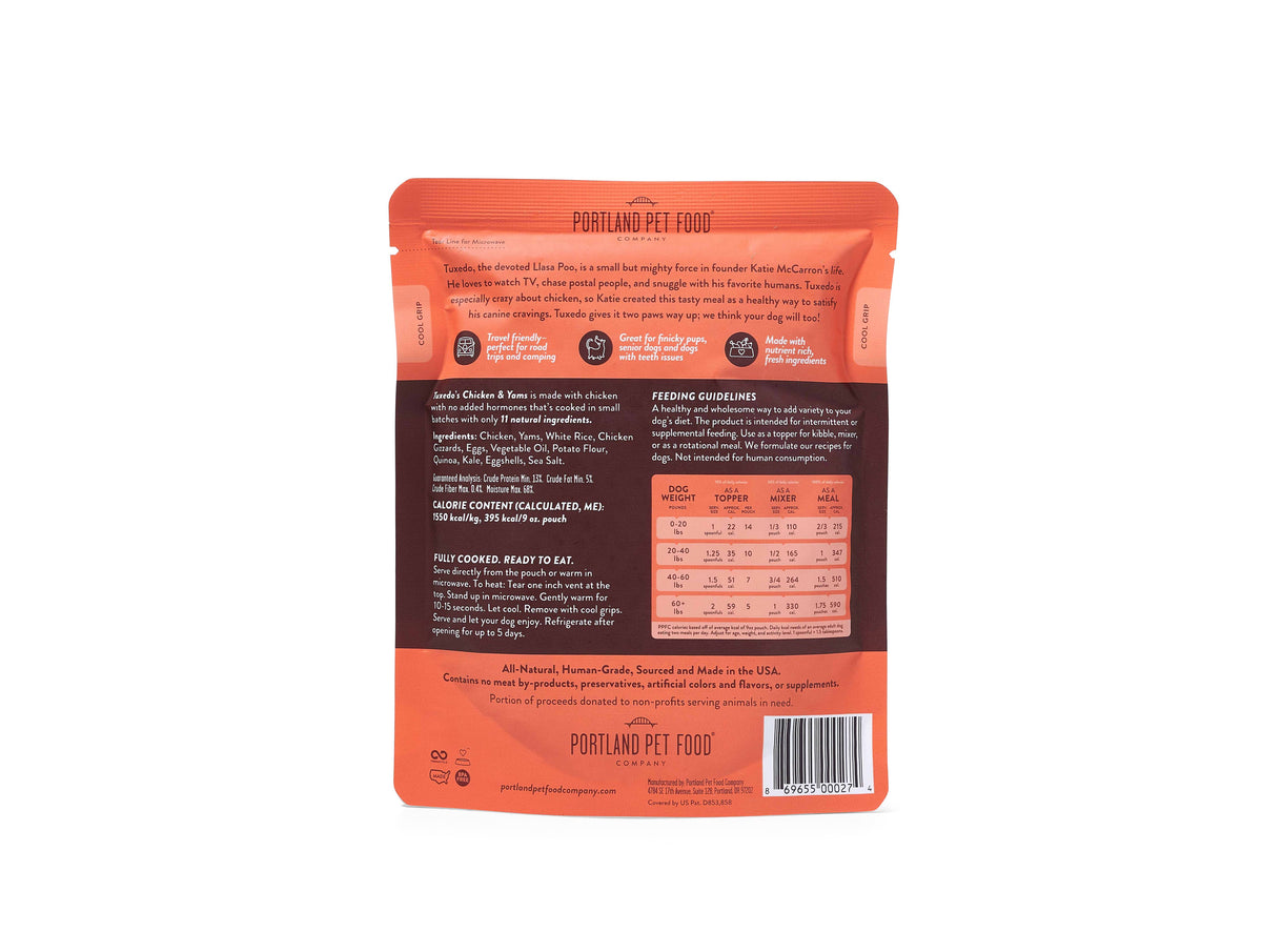 Tuxedo's Chicken & Yams Human Grade Fresh Wet Food Dog Pouch – alternate view 2