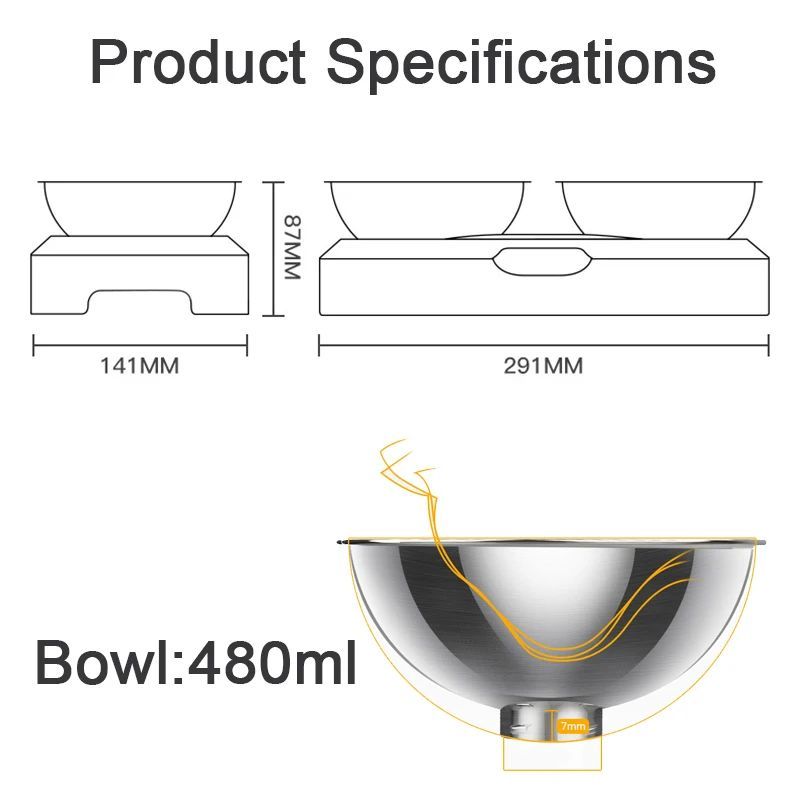 Stainless Steel Double Bowl with Stand – 15° Tilted Feeder for Dogs & Cats – alternate view 7