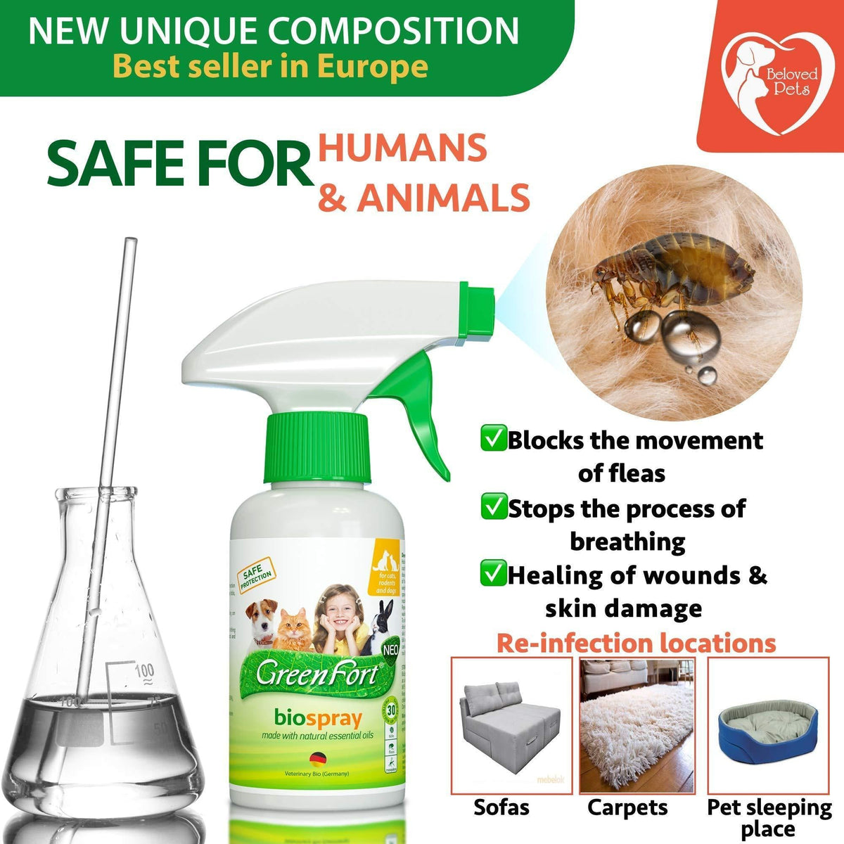 Flea and Tick Home Spray for Dogs Cats and Ferrets Essential Oils – photo 3 of 6