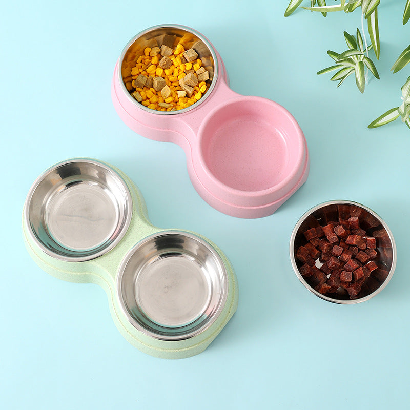 Double Stainless Steel Pet Bowls – Food & Water Feeder Tray – alternate view 4