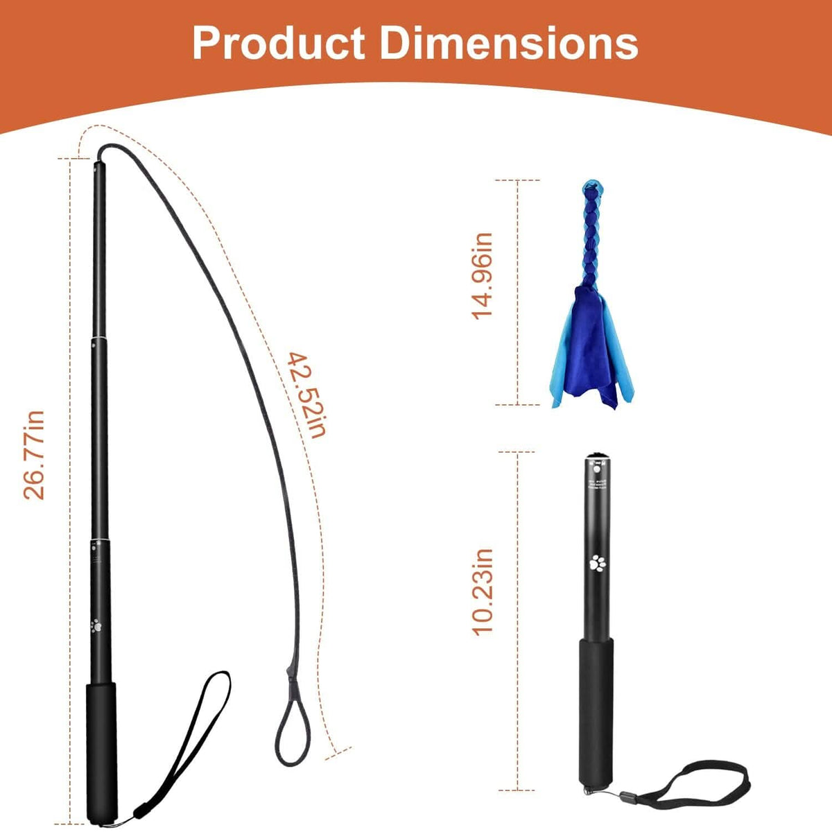 Extendable Dog Flirt Pole with 2 Replaceable Tail Toys – photo 15 of 15