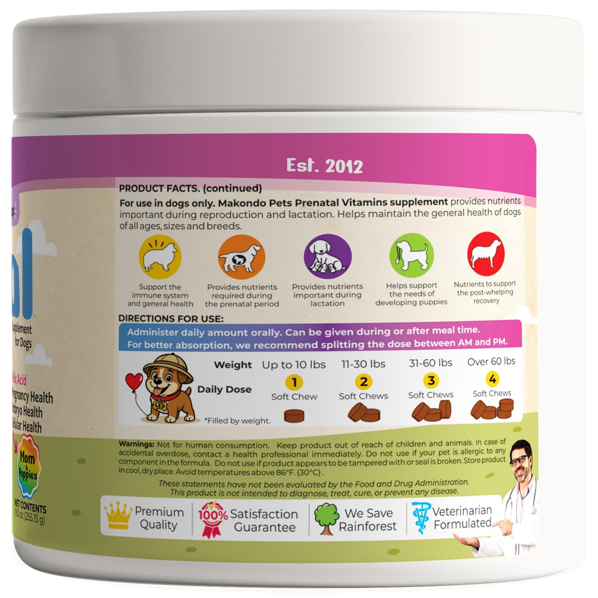 Dog Prenatal Vitamins 120 Soft Chews Folic Acid DHA EPA – photo 8 of 9