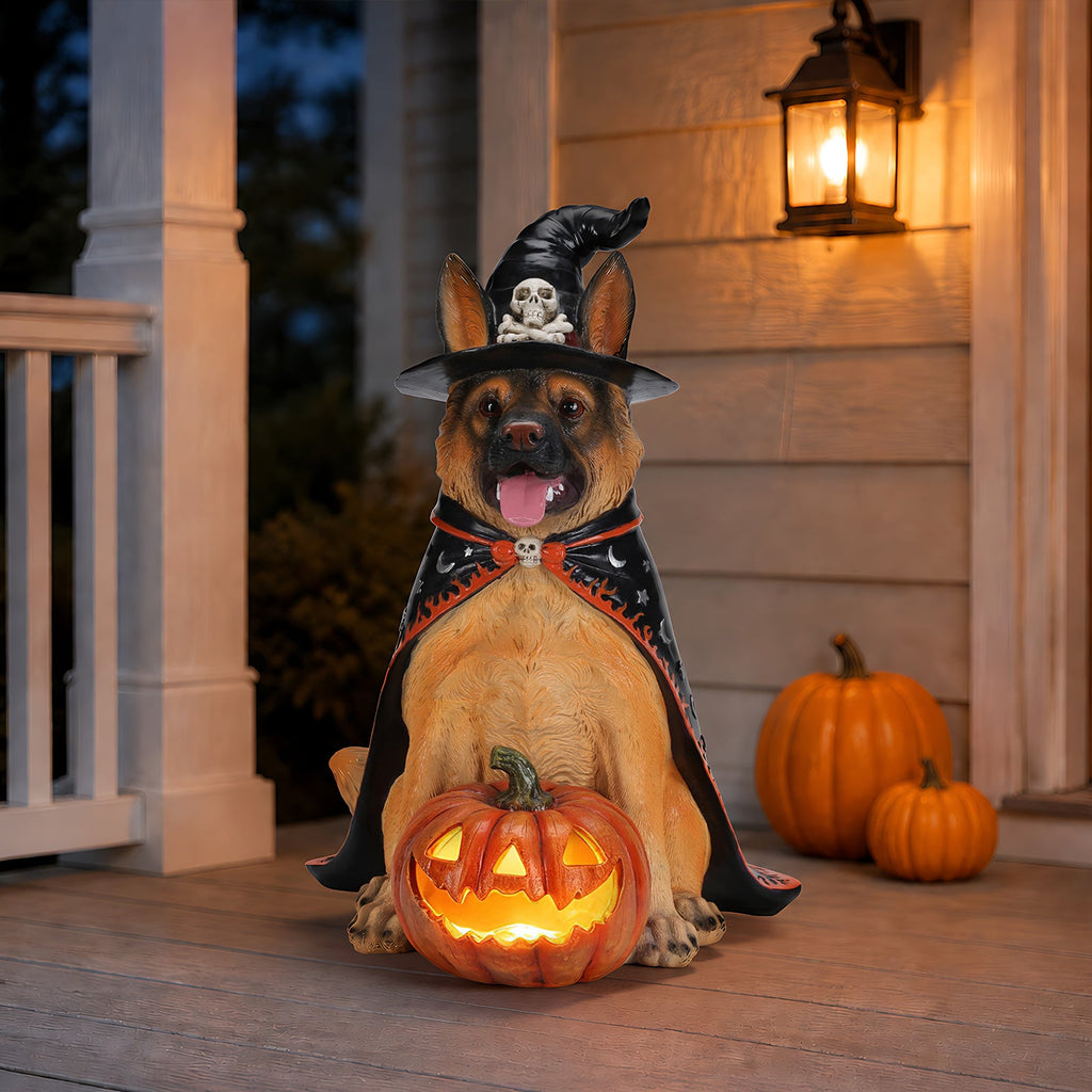 Halloween German Shepherd Dog Statue – front view