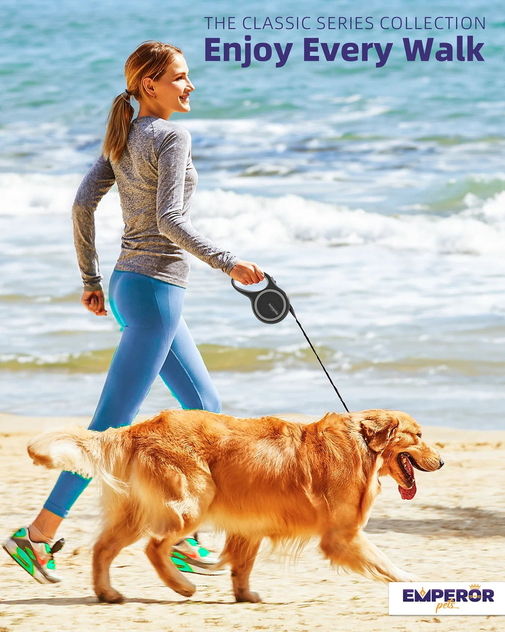 16ft Heavy-Duty Retractable Dog Leash up to 110lbs, alternate view