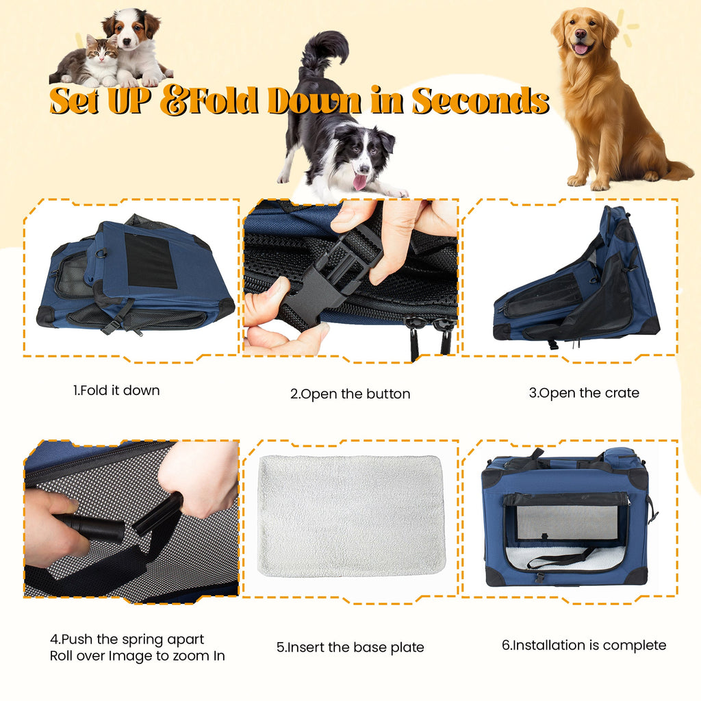32 Inch Soft Dog Crate Kennel – Portable Folding Carrier – alternate view 5