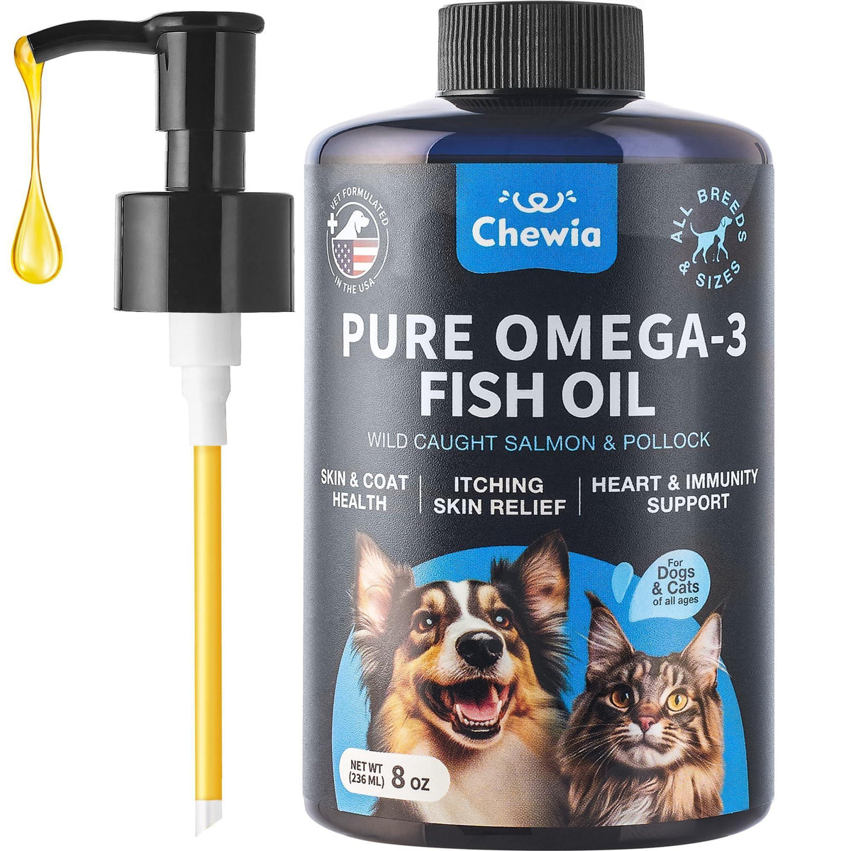 Omega-3 fish oil liquid supplement for dogs 8 oz bottle – photo 1 of 1