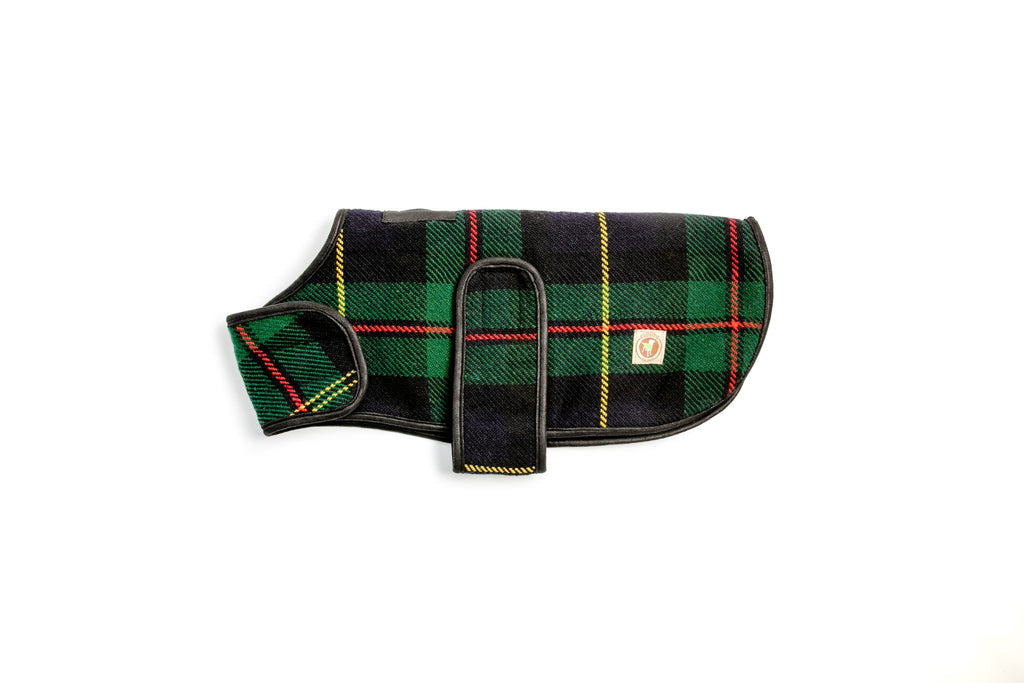 Navy Tartan Plaid Blanket Dog Coat Fleece Lined with Harness Hole – photo 3 of 3