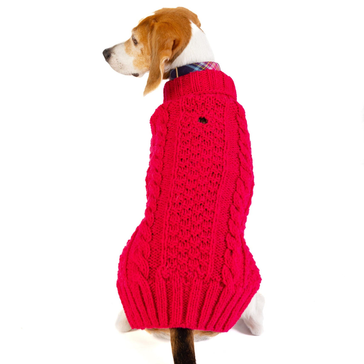 Hot Pink Alpaca Cable Knit Dog Sweater with Leash Slit – photo 4 of 4