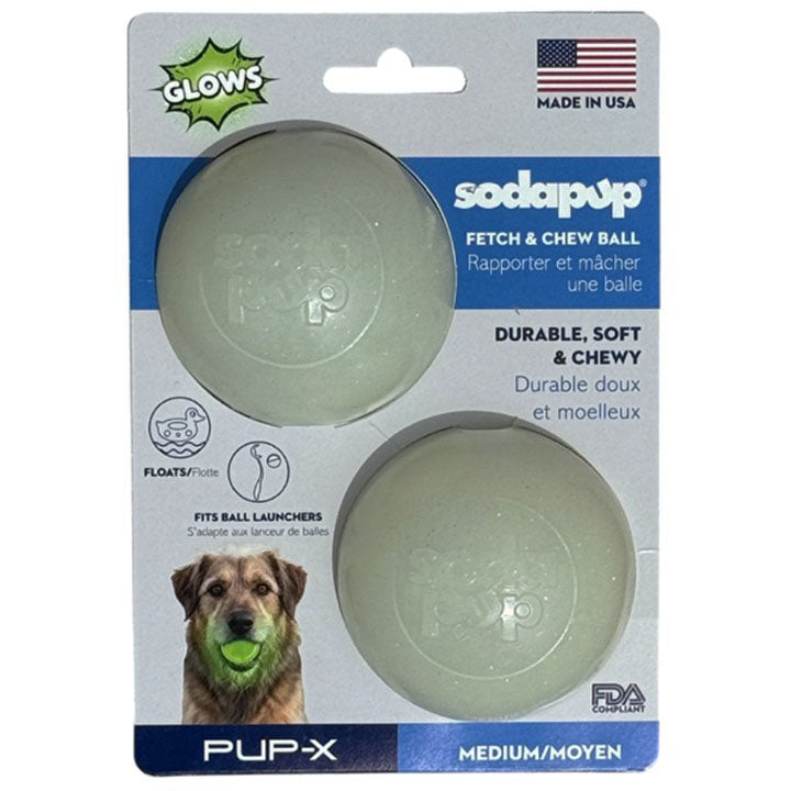 SodaPup Glitter Ball glow in the dark soft rubber dog toy 2-pack – photo 1 of 10