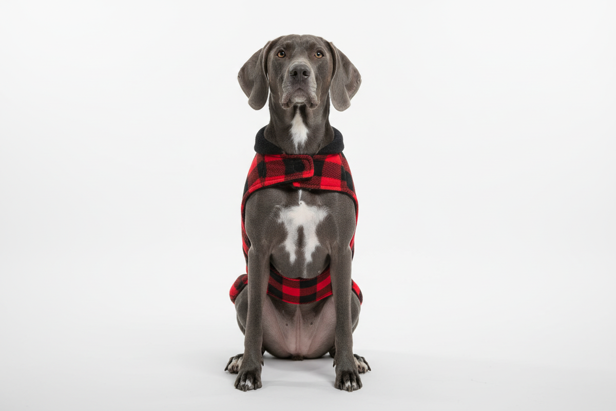 Custom fleece dog vest made to measure, vest flat lay