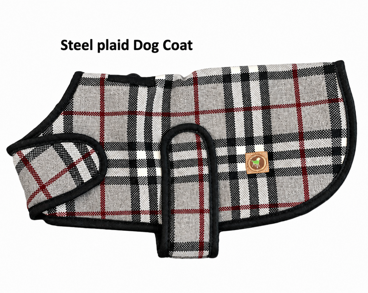 Steel Tartan Plaid Blanket Dog Coat 100 Percent Wool Fleece Lined – photo 3 of 3