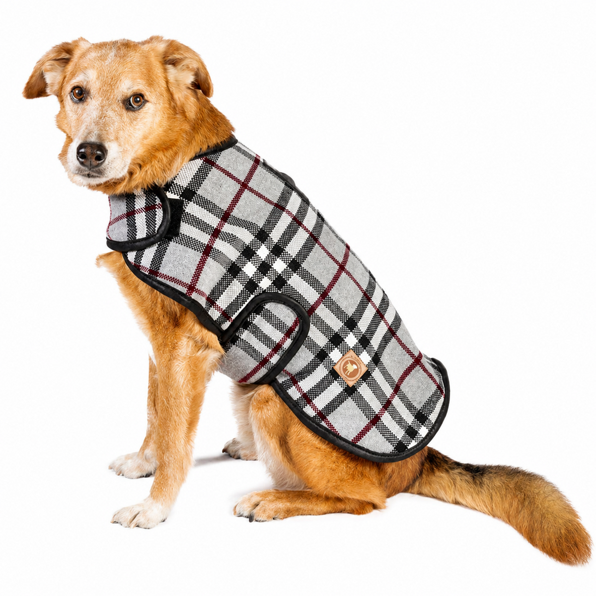 Steel Tartan Plaid Blanket Dog Coat 100 Percent Wool Fleece Lined – photo 2 of 3