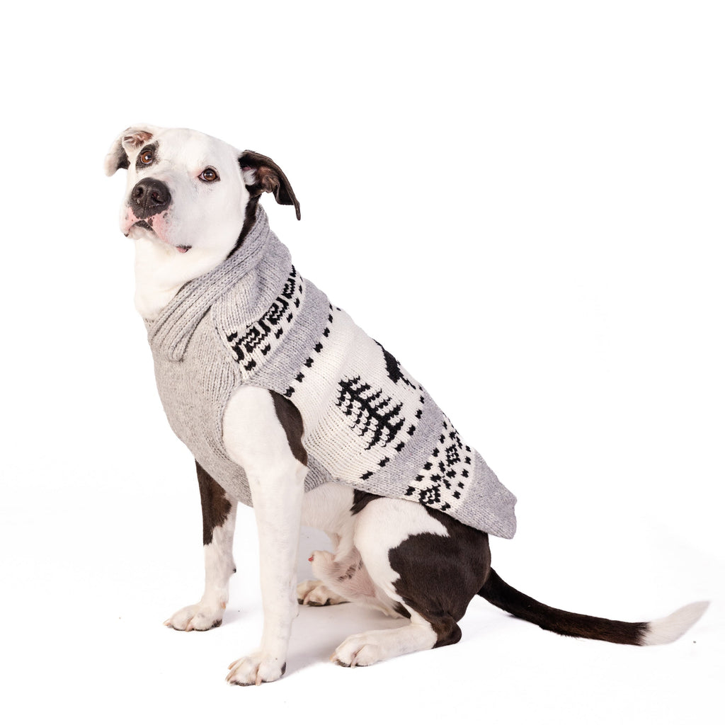 Reindeer Shawl Dog Sweater Grey and Charcoal – photo 3 of 5