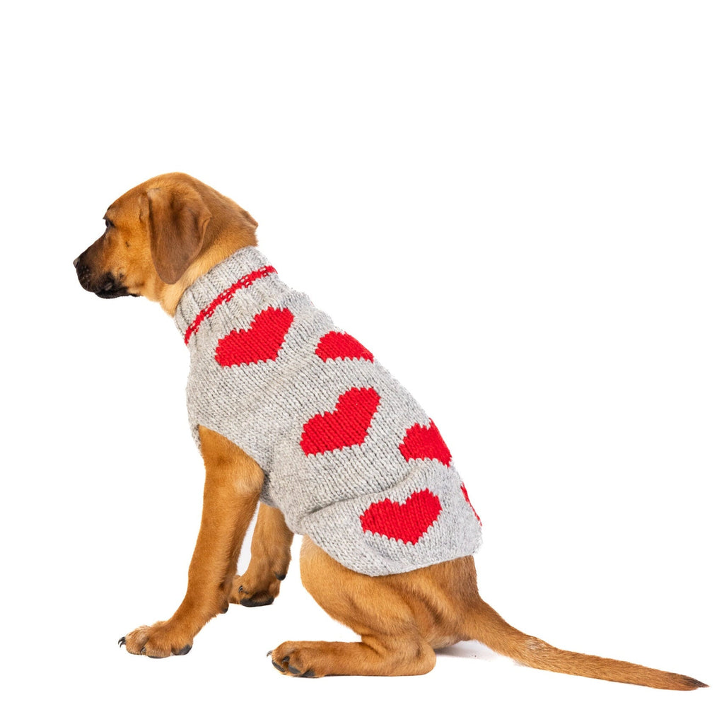 Red Hearts Dog Sweater Natural Grey with Red Hearts – photo 3 of 5