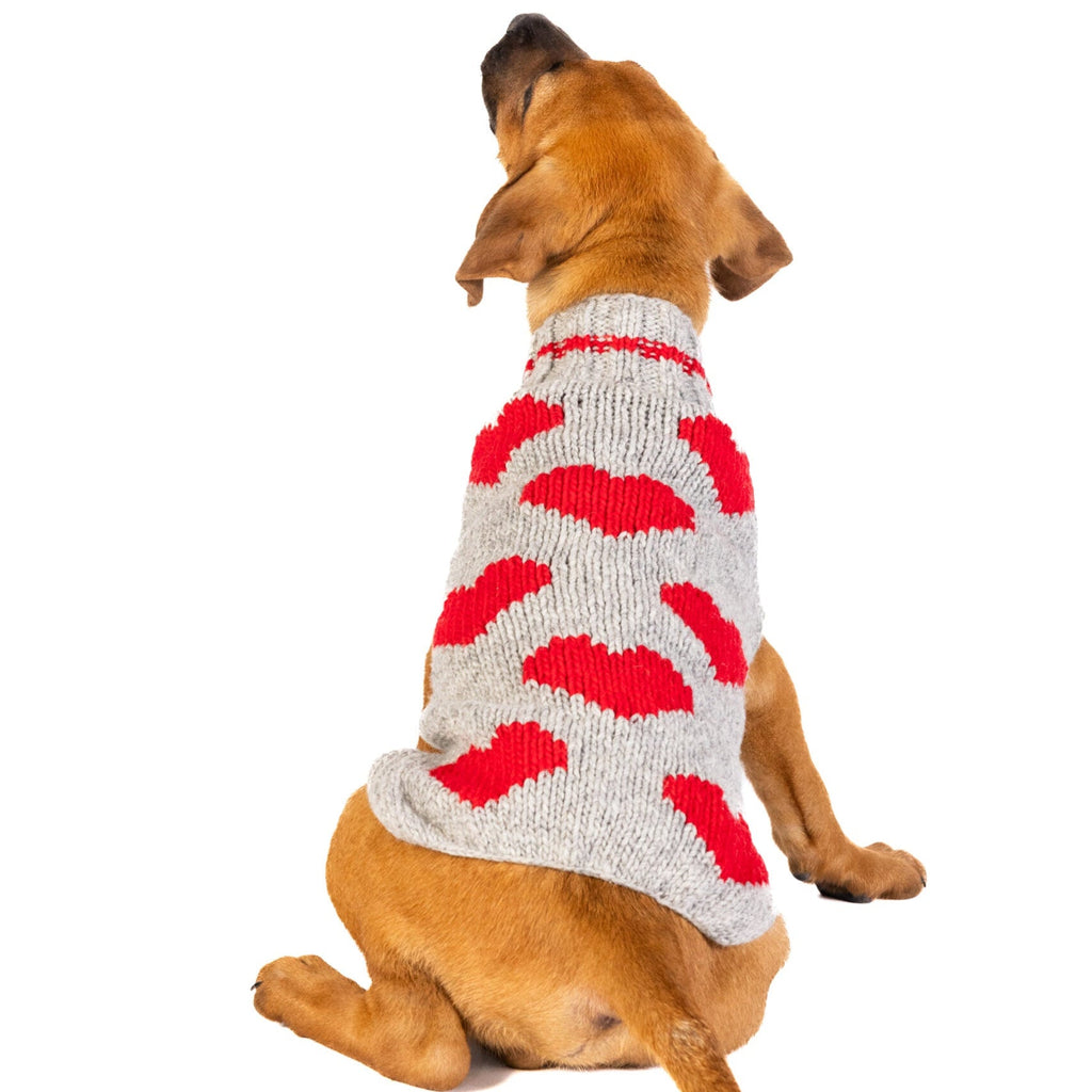 Red Hearts Dog Sweater Natural Grey with Red Hearts – photo 1 of 5