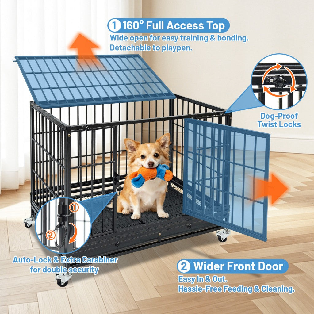 37 Inch Stackable Heavy Duty Dog Kennel – Foldable – alternate view 3