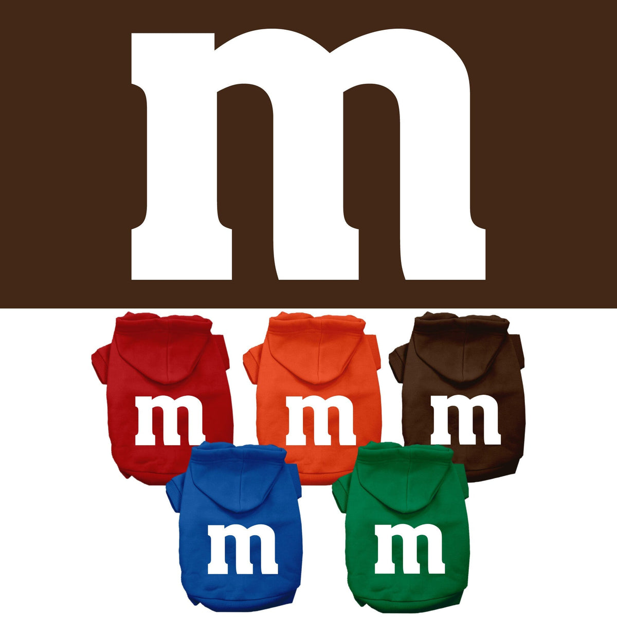 "The M" Halloween Dog Hoodie – Costume Sweatshirt – front view