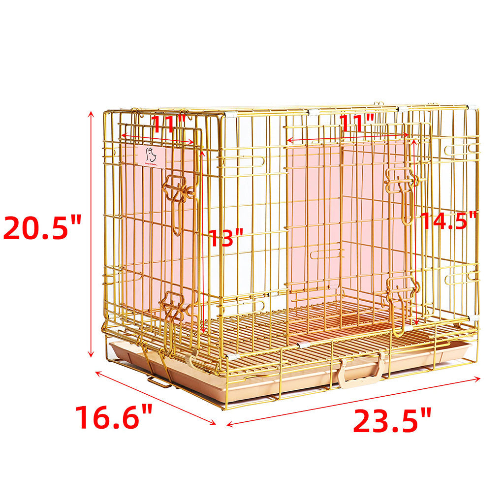 Copper Gold Wire Dog Crate – 24 to 42 Inch, Foldable – alternate view 9