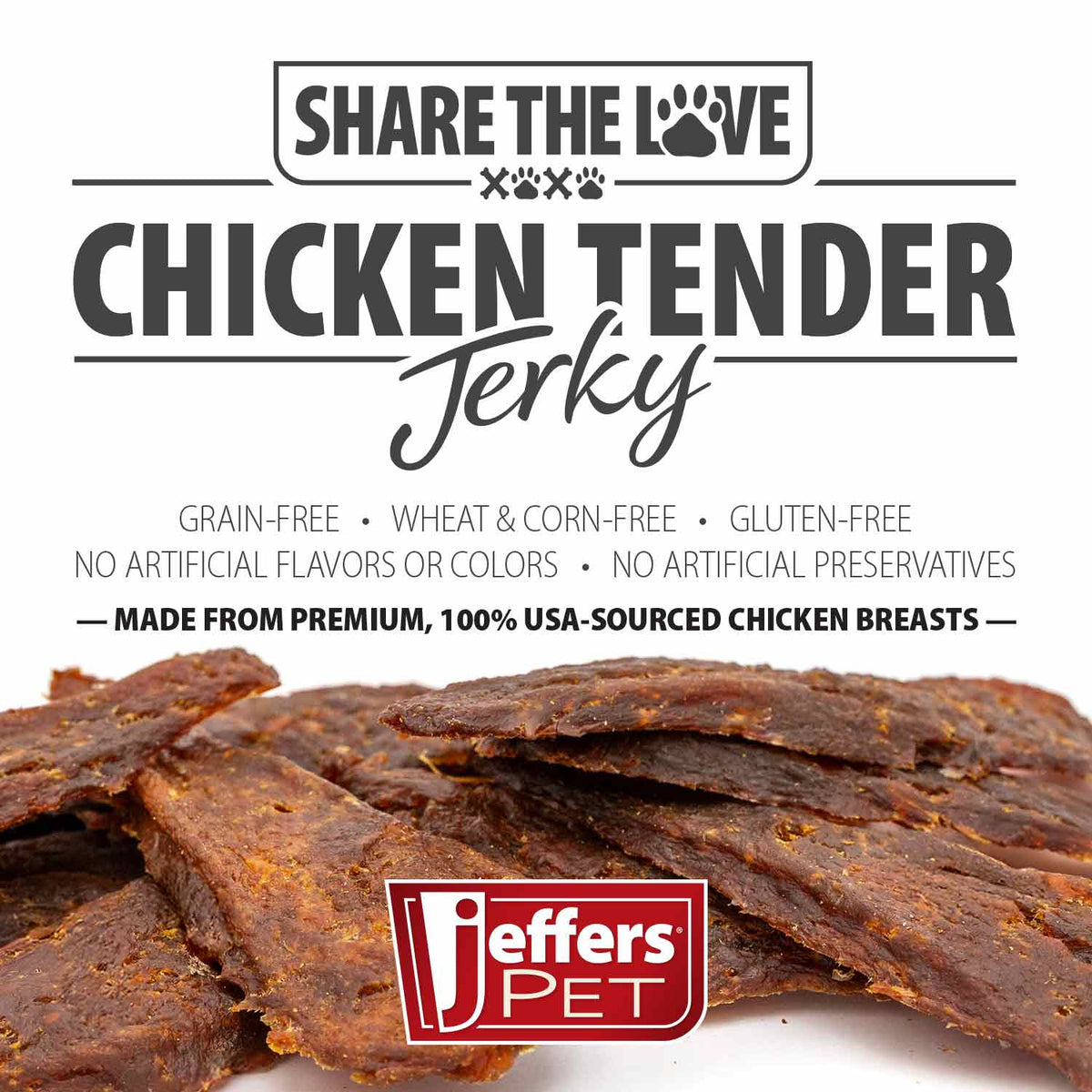 Jeffers high protein chicken jerky dog treats 24 oz, ingredients and guaranteed analysis panel