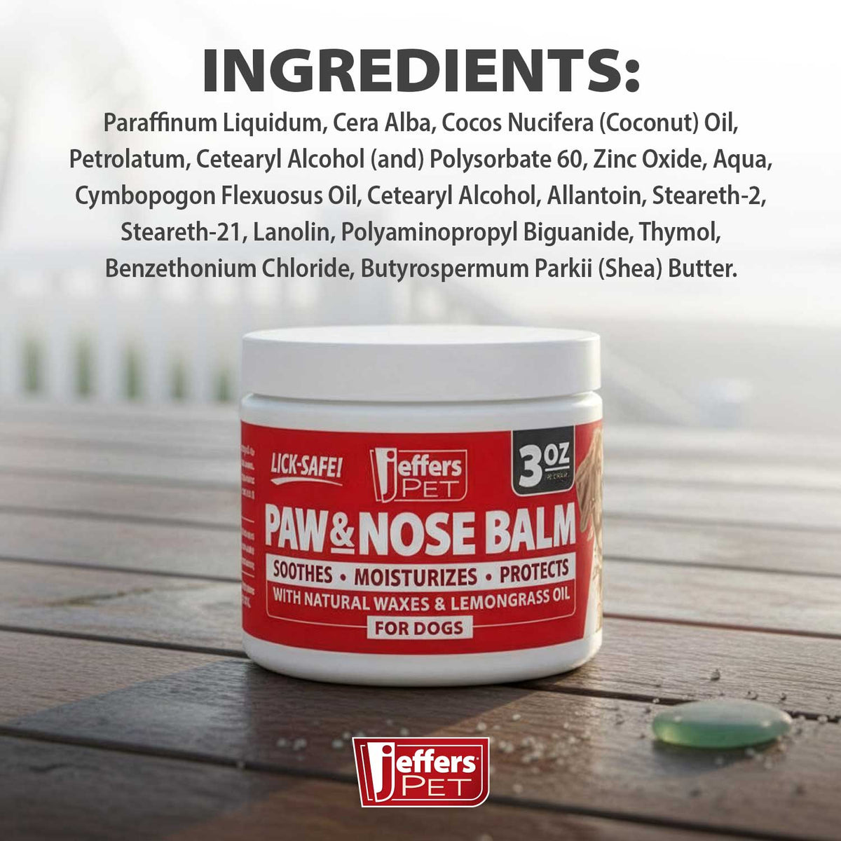 Jeffers paw and nose protection balm for dogs 3 oz, tin packaging detail