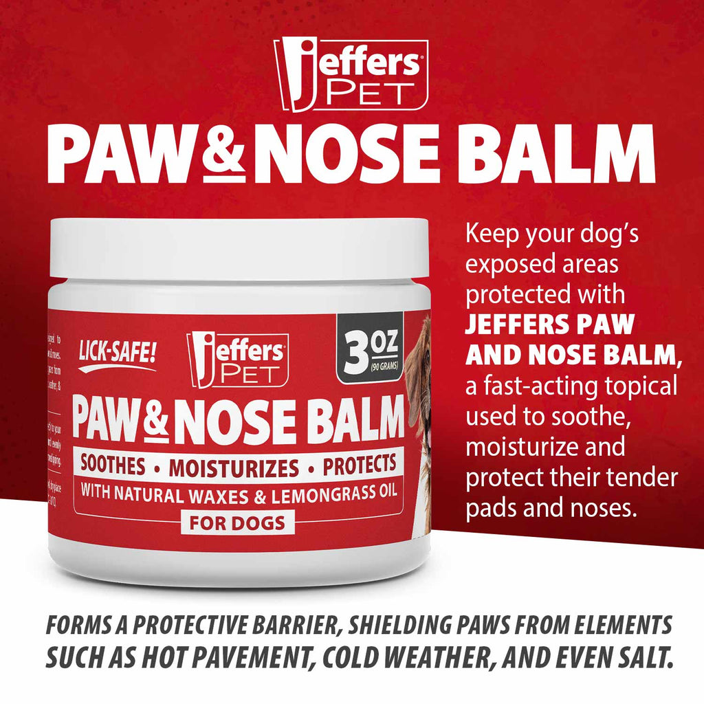 Jeffers paw and nose protection balm for dogs 3 oz, natural ingredients label