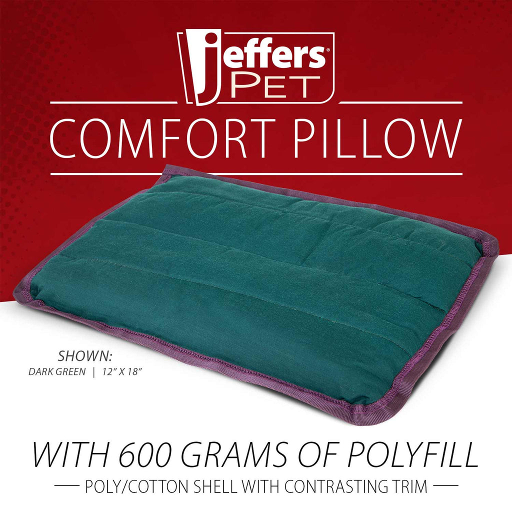 Jeffers Comfort washable dog pillow bed with wine-colored trim