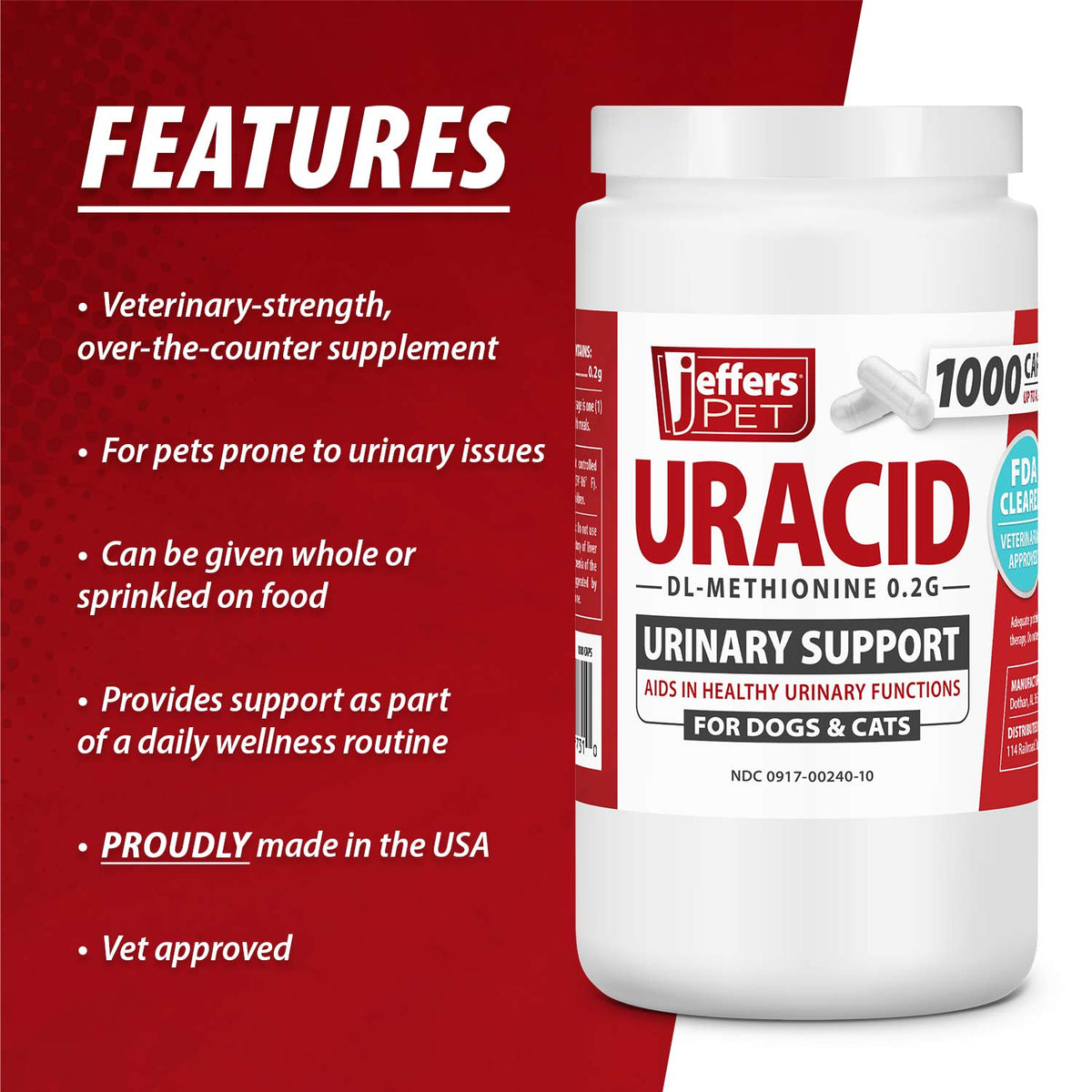 Jeffers Uracid DL-Methionine 0.2 g urinary support capsules – photo 6 of 9