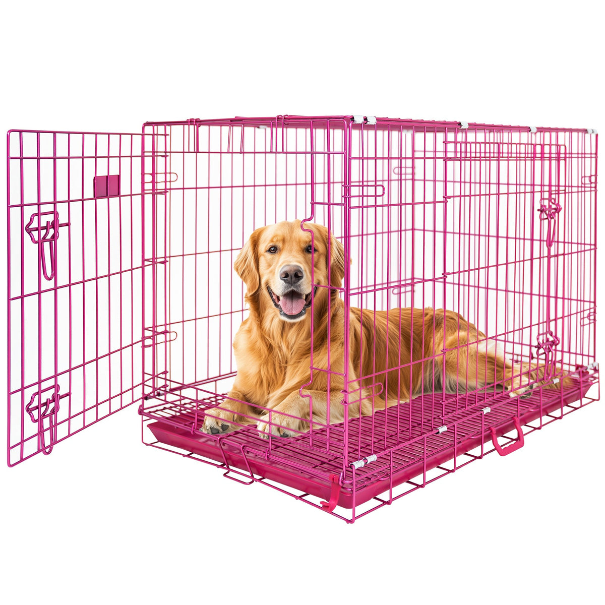 24-42 Inch Pink Wire Dog Crate – alternate view 31