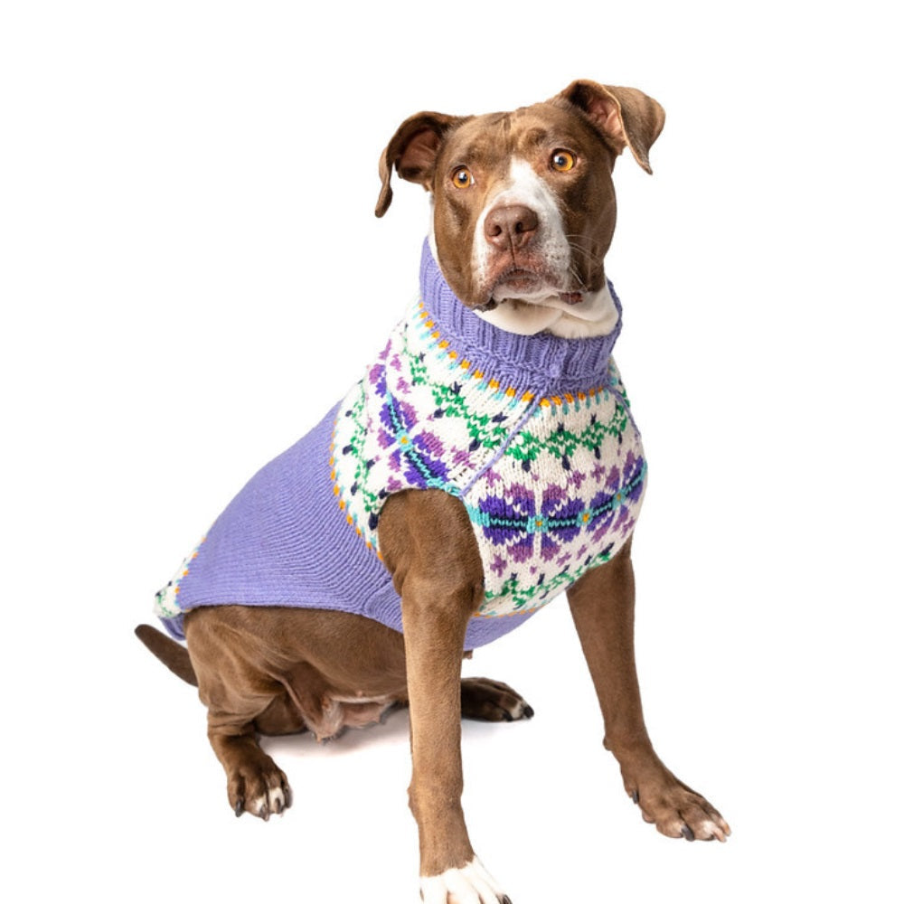 Lavender Flowers Dog Sweater Purple Wool – photo 3 of 6