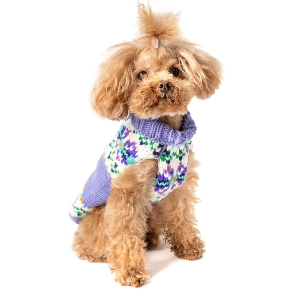 Lavender Flowers Dog Sweater Purple Wool – photo 1 of 6
