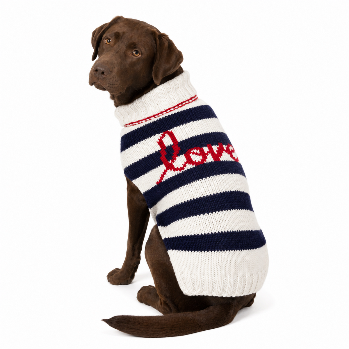 Love Note Dog Sweater 100 Percent Natural Wool with Red Love Script – photo 6 of 7