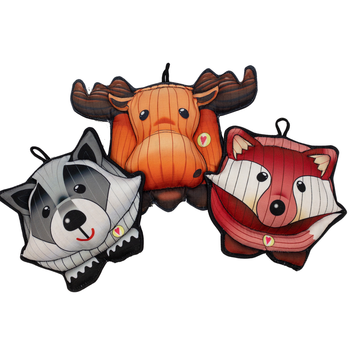 HuggleTuff Puffies Woodland Friends Plush Dog Toys 3 Pack