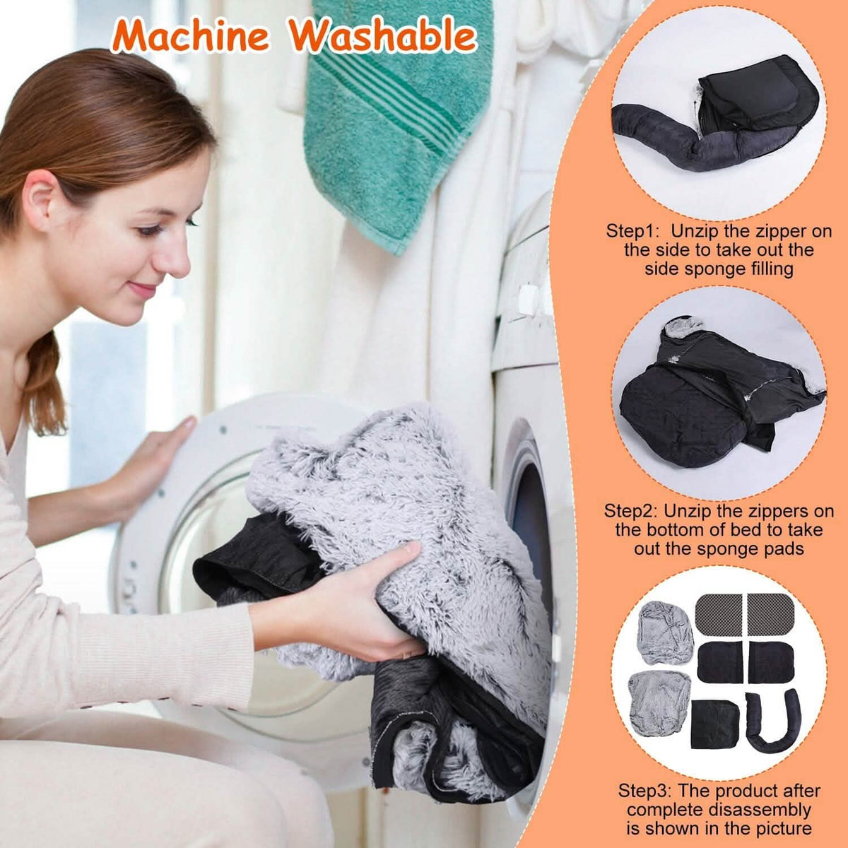 Human-Sized Dog Bed Napping Bed with Washable Zipped Cover – photo 7 of 13