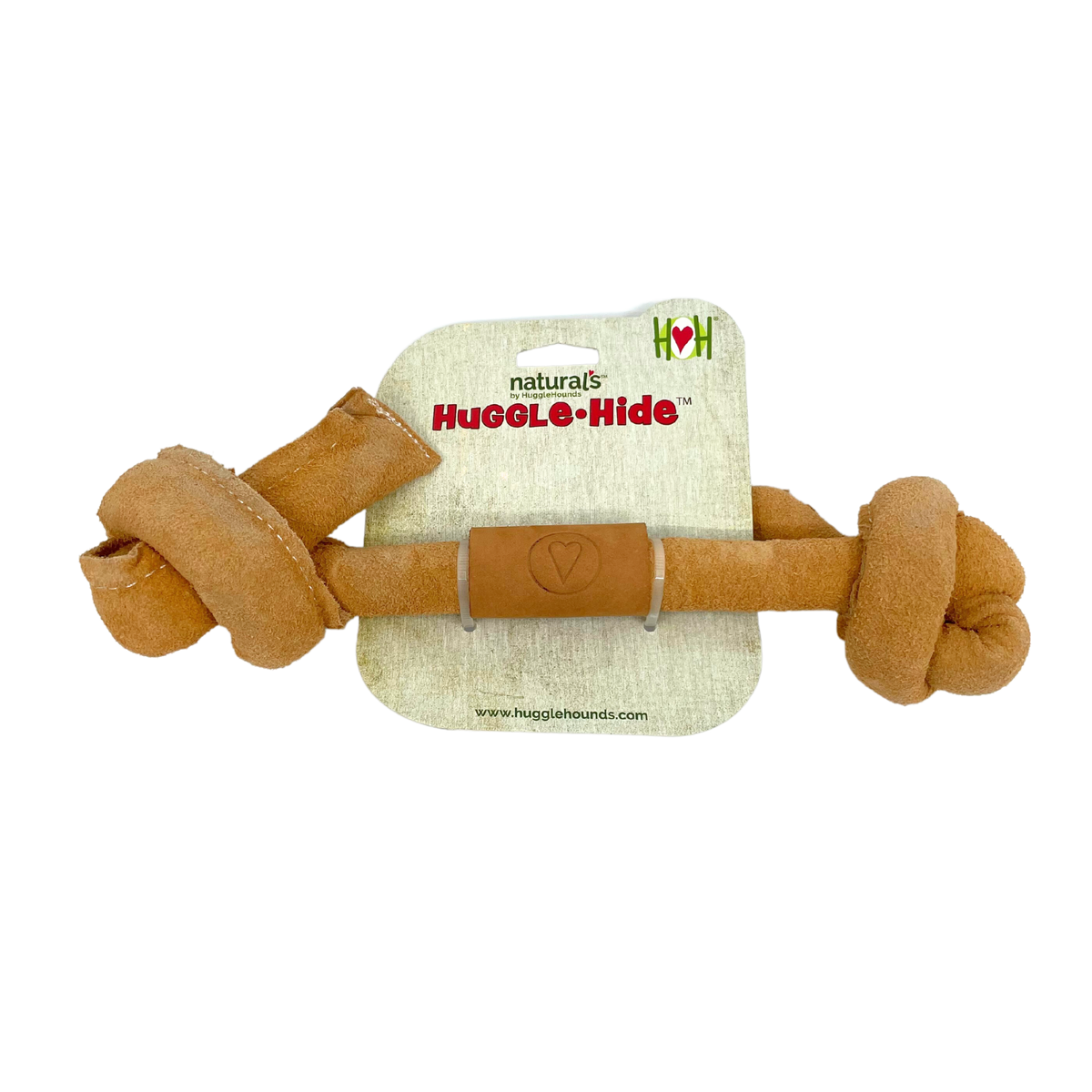 Huggle-Hide Natural Leather Bone Dog Toy 3 Pack, side view