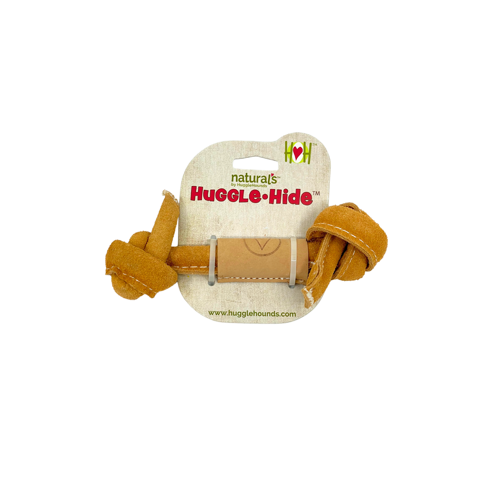 Huggle-Hide Natural Leather Bone Dog Toy 3 Pack, alternate view