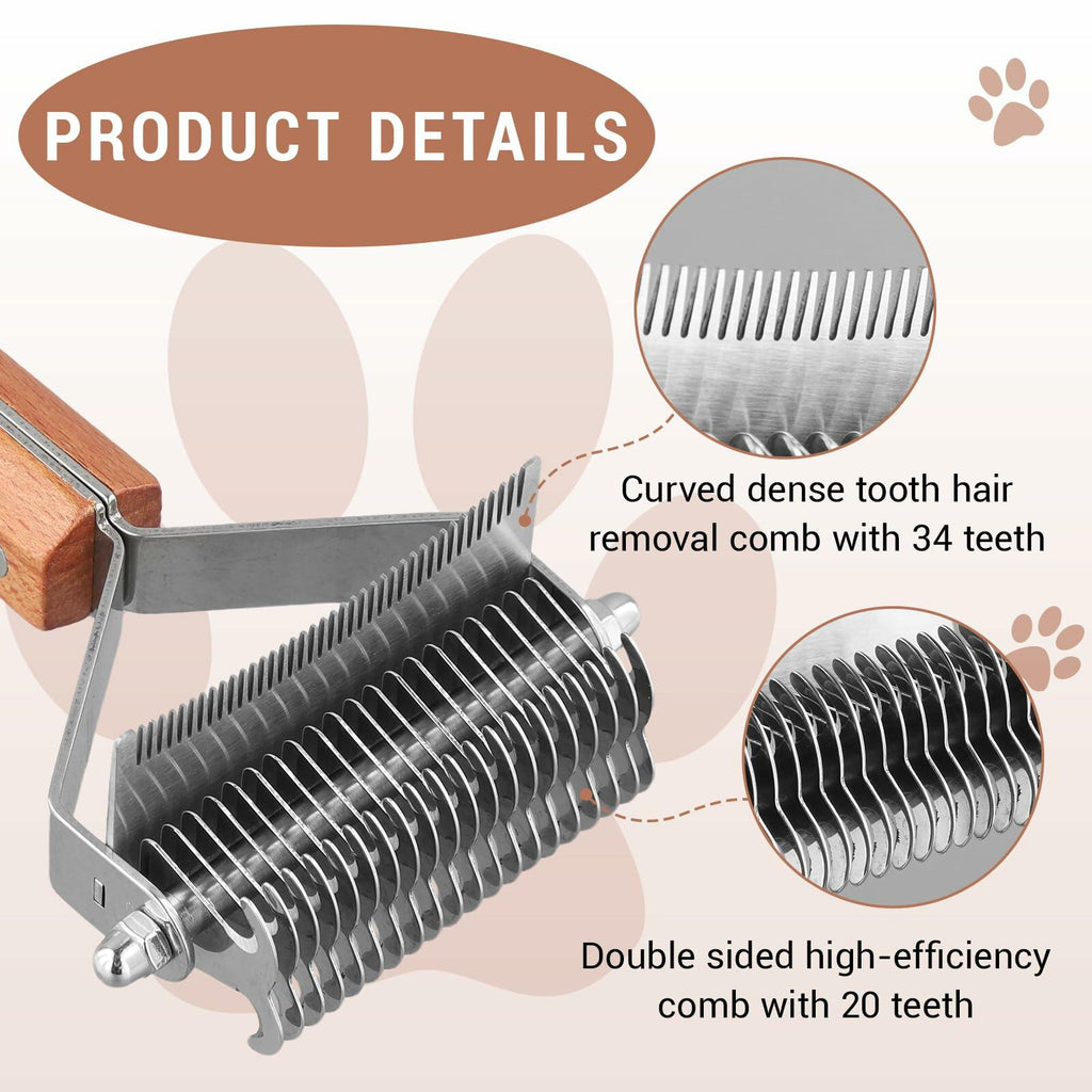 Framad Dematting Brush 2-in-1 Stainless Steel Dog Cat Comb Grooming Tool – alternate view 3