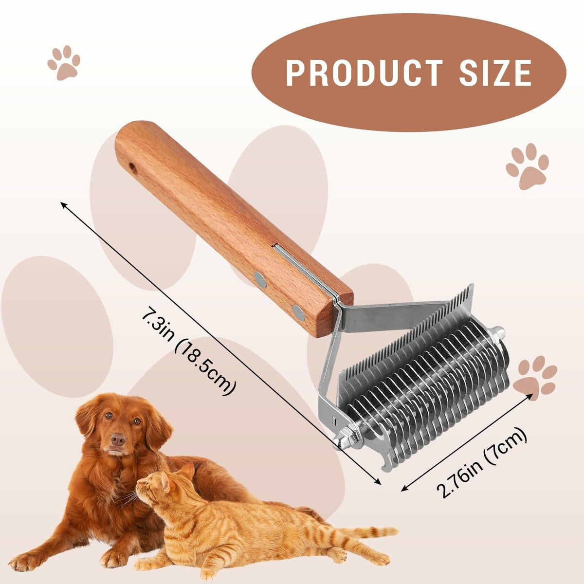 Framad Dematting Brush 2-in-1 Stainless Steel Dog Cat Comb Grooming Tool – alternate view 2