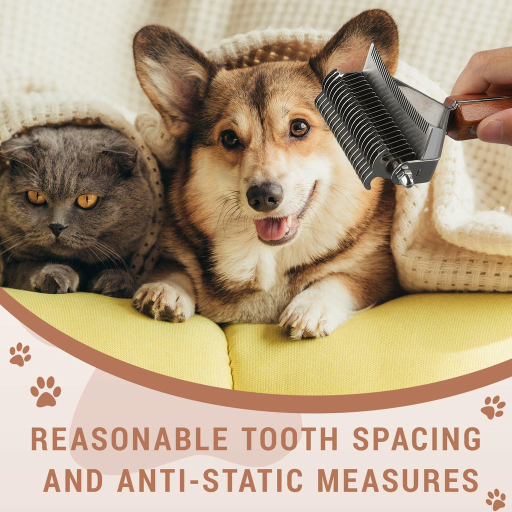Framad Dematting Brush 2-in-1 Stainless Steel Dog Cat Comb Grooming Tool – alternate view 7