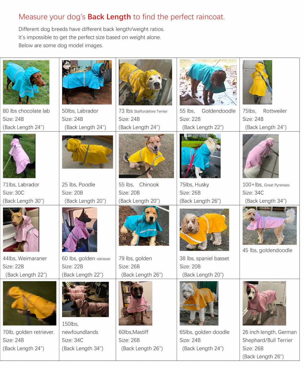 HAPEE Dog Raincoat Reflective Hooded Poncho, Yellow, Size 20 in – photo 6 of 7