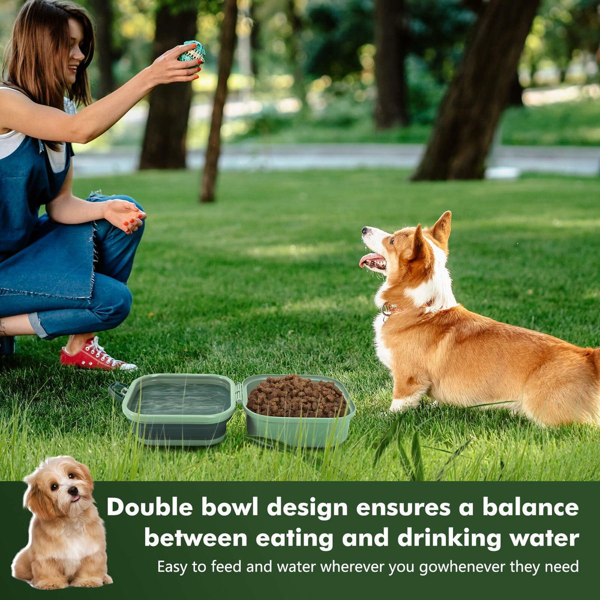 Collapsible Dog Bowl with Lid 2-in-1 Travel Food & Water Bowl, 60 oz – photo 6 of 8