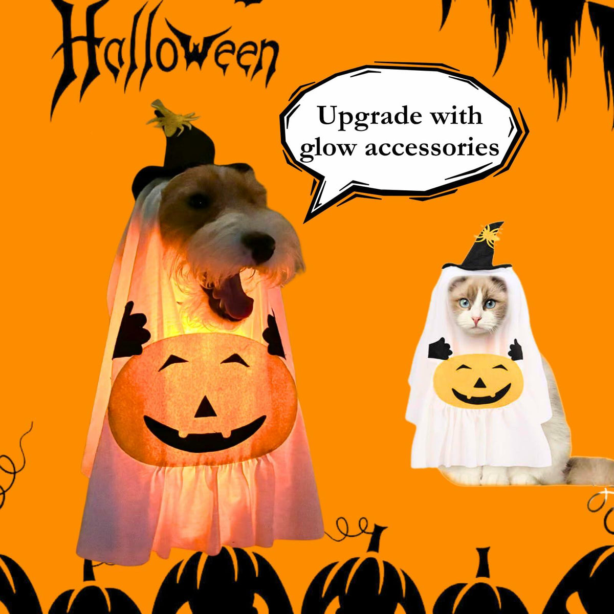 Pumpkin Ghost Dog Costume – Cute Halloween Outfit – alternate view 3