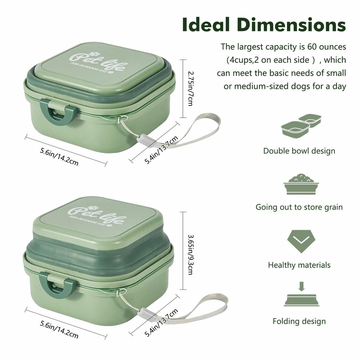 Collapsible Dog Bowl with Lid 2-in-1 Travel Food & Water Bowl, 60 oz – photo 4 of 8