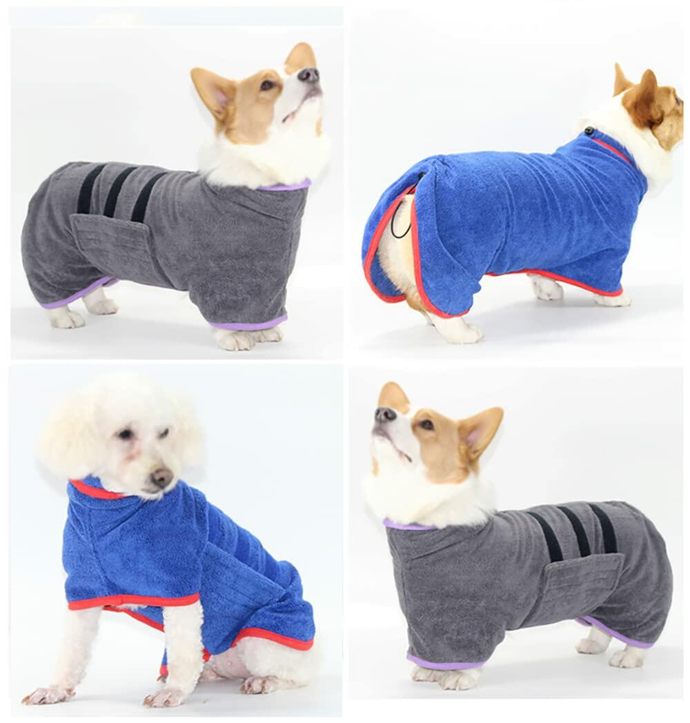 Periflowin Dog Drying Coat Microfiber Bathrobe Towel, Blue, Size M – photo 6 of 7