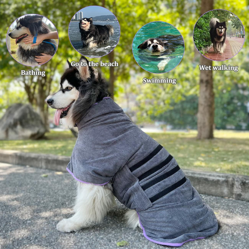 Periflowin Dog Drying Coat Microfiber Bathrobe Towel, Blue, Size M – photo 2 of 7