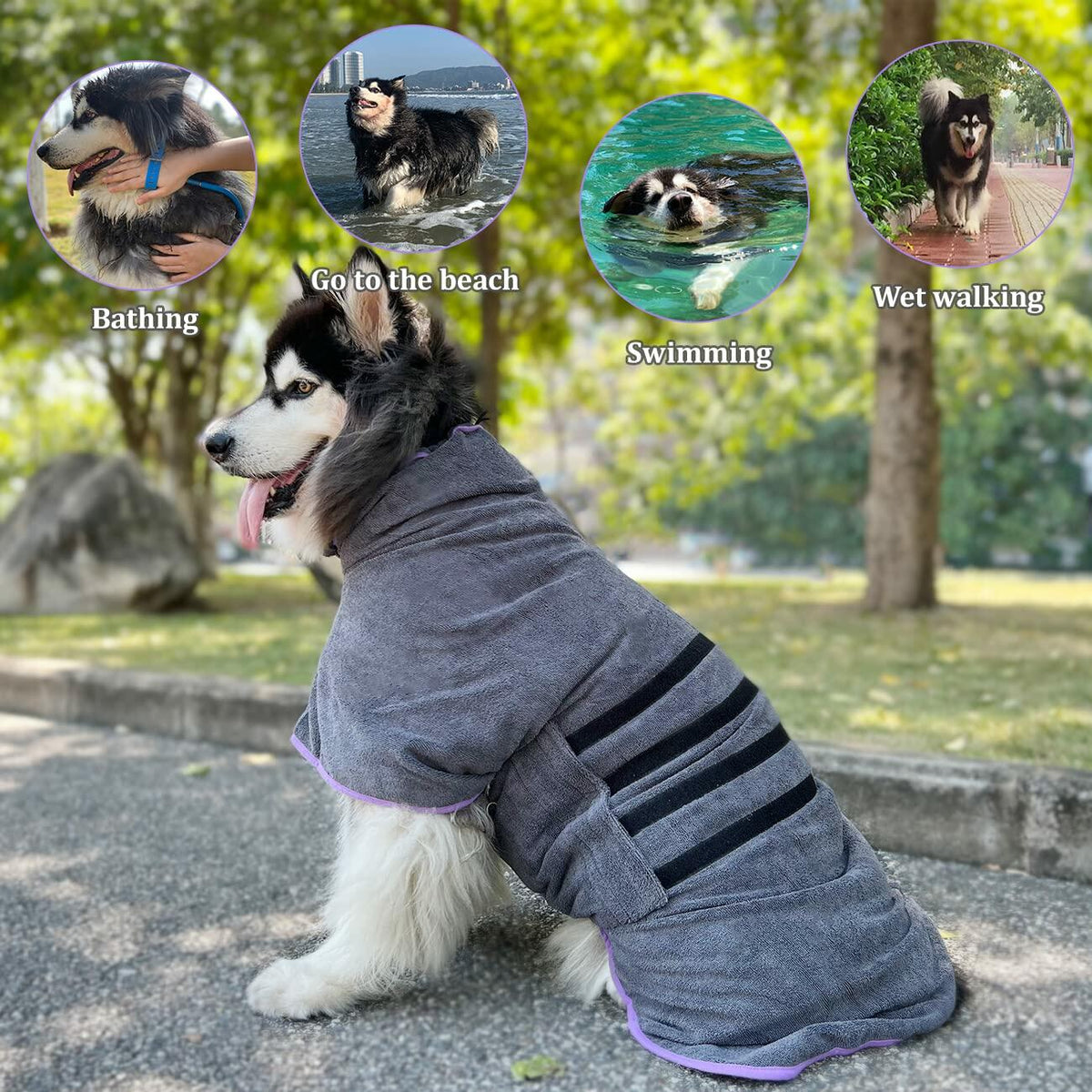 Periflowin Dog Drying Coat Microfiber Bathrobe Towel, Blue, Size M – photo 2 of 7