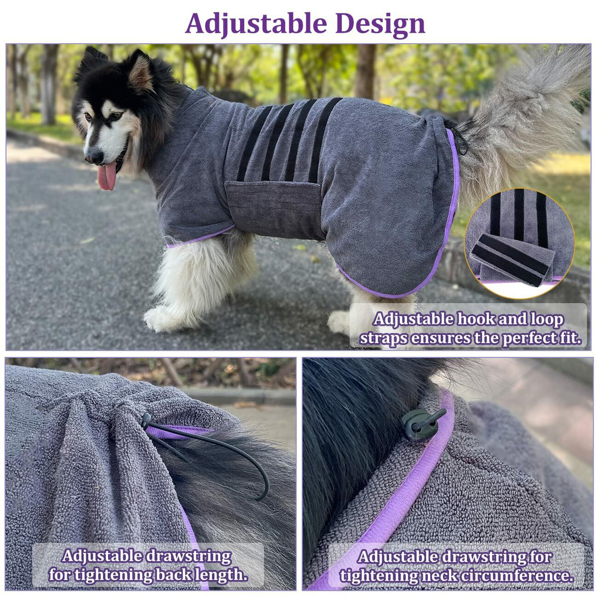 Periflowin Dog Drying Coat Microfiber Bathrobe Towel, Blue, Size M – photo 3 of 7