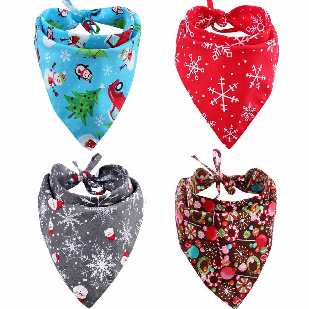 KZHAREEN Christmas Dog Bandanas Reversible Cotton, 4-Pack, Large – photo 1 of 5
